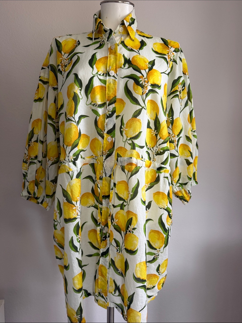 J Crew Women's Lemon Print Button-Up Dress Shirt Sz S Cotton